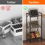 Lifewit Getränkekistenregal 3 Ebenen – Stabiles Kistenregal 450 kg Tragkraft, Schwarz – Bild 6