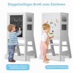 KIDINIX Lernturm höhenverstellbar mit Whiteboard & Kreidetafel – Montessori Küchenhilfe für Kleinkinder – Bild 4