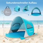 WolfWise Pop-Up Strandmuschel mit UPF 50+ – Wurfzelt für 3-4 Personen – Bild 3