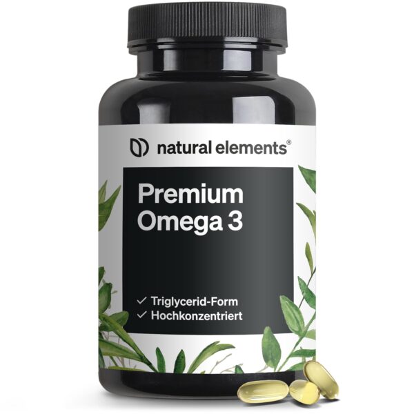 natural elements Premium Omega 3 – 120 Kapseln mit GoldenOmega® – Herzgesundheit & Gehirnfunktion