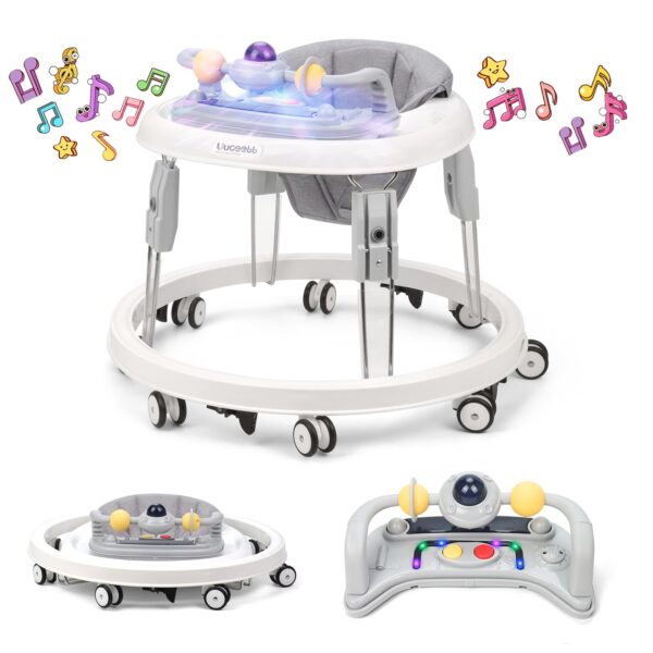 fulbabc Baby Lauflernhilfe mit Musik & Lichtern – Faltbarer Laufwagen für 6-18 Monate