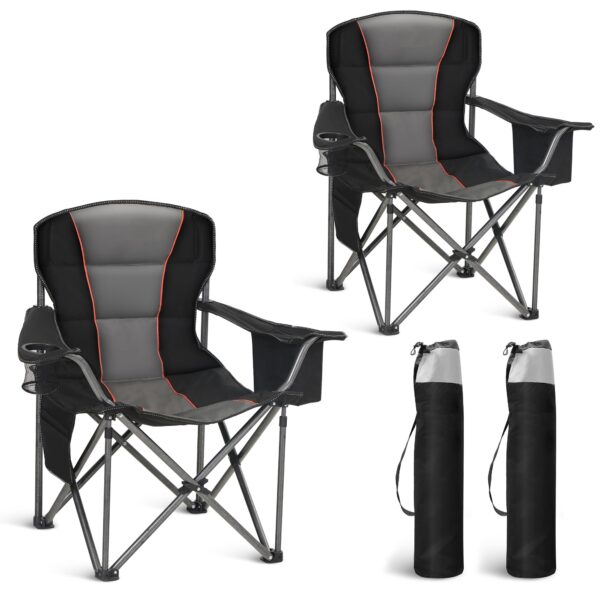 HIGH POINT SPORTS XXL Campingstuhl Faltbar bis 200kg – Gepolsterter Klappstuhl mit Getränkehaltern