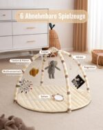 Blissful Diary Spielbogen Baby 85x85 cm – Activity Decke mit 6 abnehmbaren Spielzeugen – Bild 4
