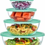 Vtopmart 5er Set Glasschüsseln mit Deckeln – Stapelbar, Mikrowellengeeignet & Spülmaschinenfest