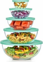 Vtopmart 5er Set Glasschüsseln mit Deckeln – Stapelbar, Mikrowellengeeignet & Spülmaschinenfest