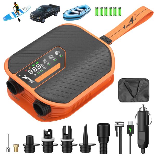 TowerTop SUP Pumpe 10500mAh – 50 PSI Elektropumpe mit Akku für SUP & Auto