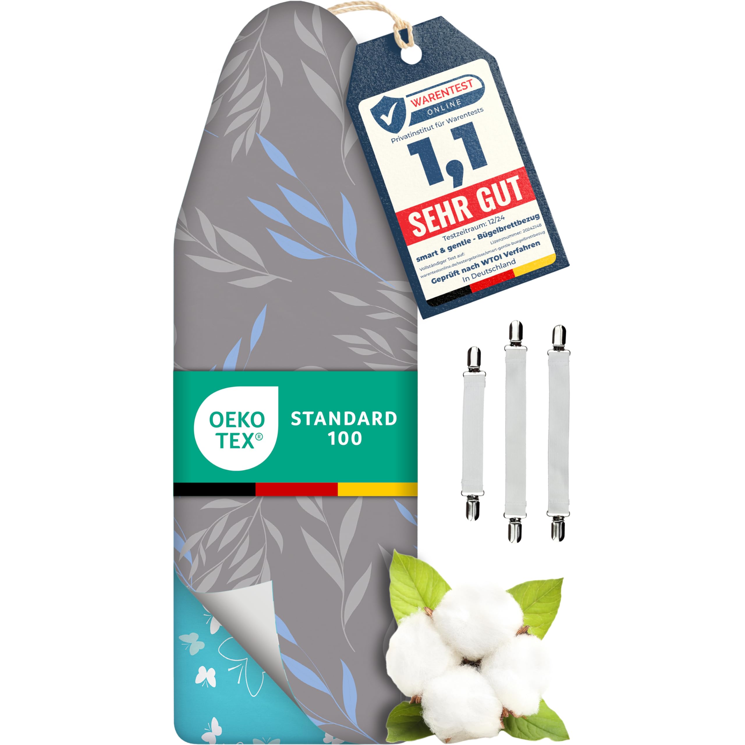 71gvSzeqy8L._SY2560_.jpg Bügelbrettbezug 120x40 cm mit Thermoreflexion – Schneller Bügeln, Made in Germany – Bild 1