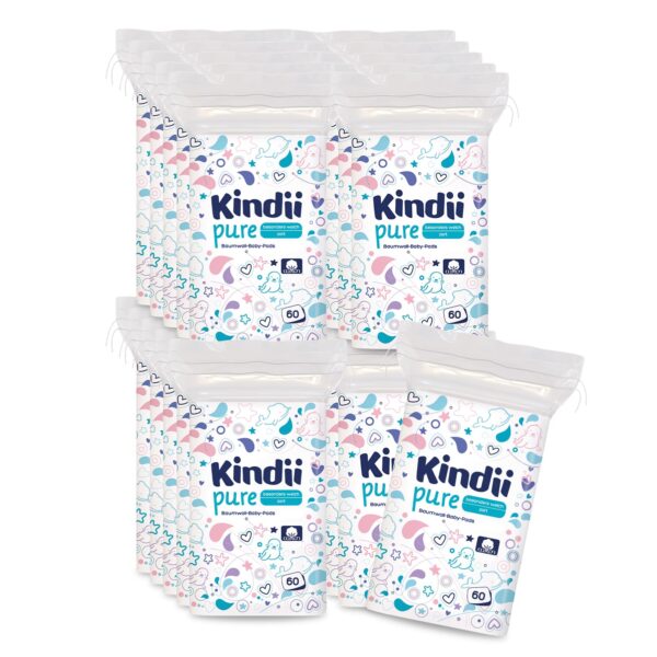 Kindii Pure Baby Pads 1200er Set – Baumwoll-Wattepads für empfindliche Babyhaut