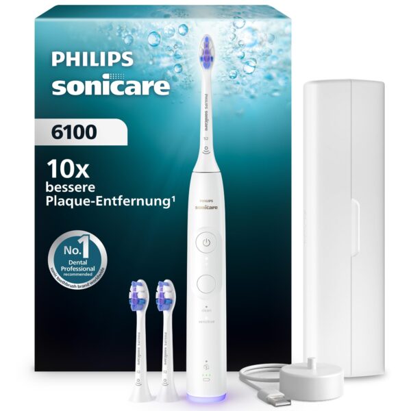 Philips Sonicare 6100 Schallzahnbürste – Sanfte Reinigung mit Andruckkontrolle & 6 Putzmodi