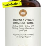 SUNDAY NATURAL Omega 3 Vegan Forte – 120 Softgel Kapseln mit 700 mg DHA + 360 mg EPA