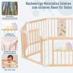 FUN KEKEKE Holz-Laufstall faltbar 214×141×61 cm – Sicherer Spielbereich für Babys 1–3 Jahre – Bild 6