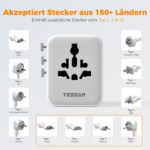 TESSAN Universal Reiseadapter – 4 USB & AC Steckdose für 150+ Länder – Bild 6