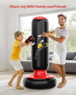 QPAU Aufblasbarer Boxsack 168 cm mit Boxhandschuhen – Stabiles Trainingsset für Kinder 6–12 Jahre – Bild 5