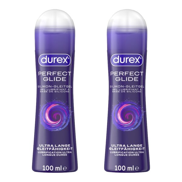 Durex Perfect Glide Gleitgel 2er Pack – Silikonbasiertes Gleitmittel 2x100 ml