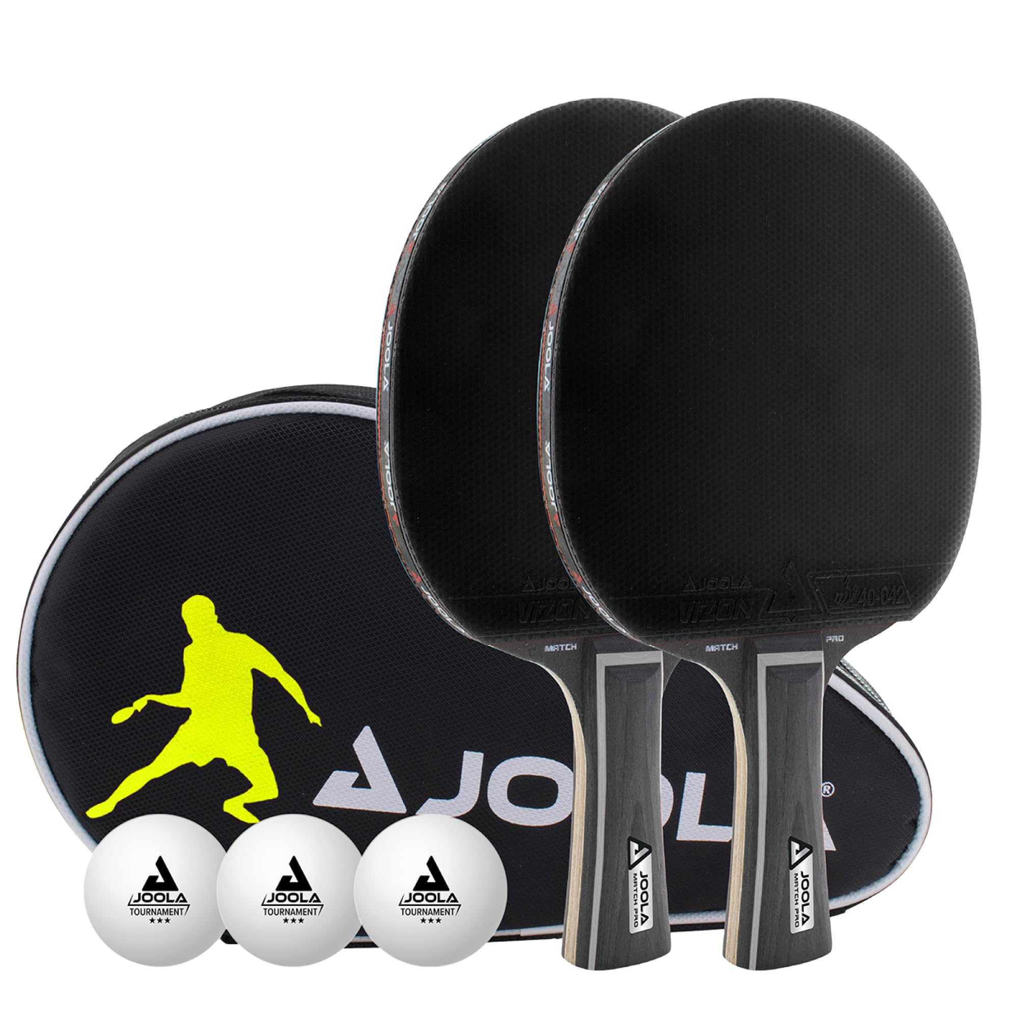 71hrWZgECEL._SY2000_.jpg JOOLA BLACK DUO PRO Tischtennisset – 2 Schläger, 3 Bälle & Tasche ITTF zugelassen – Bild 1