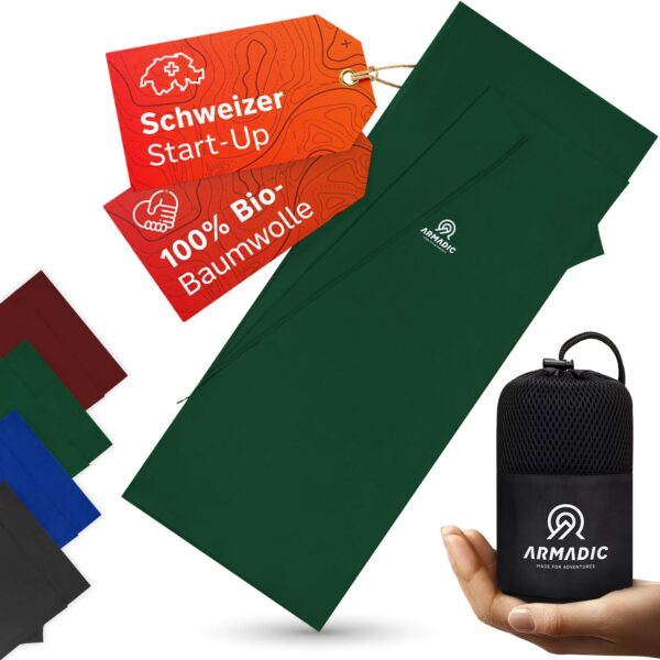 Armadic Hüttenschlafsack aus Bio-Baumwolle 370g – Ultraleicht für Backpacking & Reisen