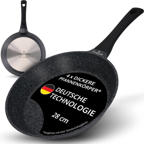 ZWIEGER Bratpfanne 28 cm Aluguss – Antihaftbeschichtet für alle Herdarten inkl. Induktion