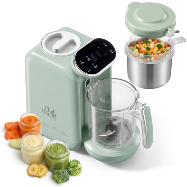 Chefhandy 5-in-1 Babynahrungszubereiter mit Dampfgarer, Mixer & Fläschchen-Erwärmung – Grün