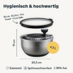 SILBERTHAL Salatschleuder 4,5L Edelstahl mit Kurbelantrieb – Platzsparend & Spülmaschinenfest – Bild 3