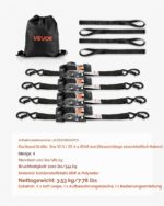 VEVOR Automatik Spanngurte 25,4x3048 mm – 544 kg Bruchlast, 4er-Pack mit S-Haken – Bild 7