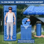 NAPASA Isomatte 14 cm – Aufblasbare Camping-Matratze mit Fußpumpe & Kissen – Bild 2