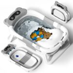 COOSEYA Faltbare Baby-Badewanne 0-18 Monate mit Polster – Sichere Babywanne Grau