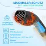 EVDANCE Typ 2 Ladekabel 6m 11kW – 16A 3-Phasig für Elektroautos mit Tasche – Bild 4