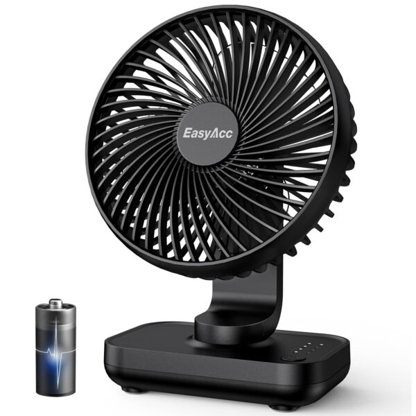 EasyAcc USB-Tischventilator mit 4000-mAh-Akku – 15 Std. Laufzeit & 4 Geschwindigkeiten