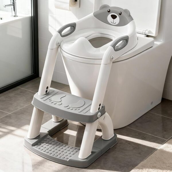 SKYROKU 2-in-1 Toilettensitz mit Treppe für Kinder 2-7 Jahre – Höhenverstellbar bis 90 kg