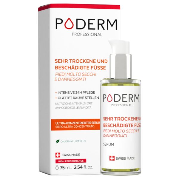 PODERM Fussserum für sehr trockene Füsse – Intensive 24h-Reparatur mit Sheabutter & Orangenschalenöl
