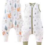 Chilsuessy Baby Schlafsack mit Beinen 1.5 Tog – 2er Pack 100% Baumwolle für 85–95 cm