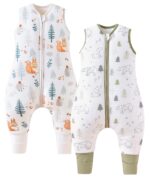 Chilsuessy Baby Schlafsack mit Beinen 1.5 Tog – 2er Pack 100% Baumwolle für 85–95 cm
