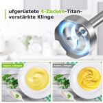 Bonsenkitchen Pürierstab 1000W – Elektrischer Stabmixer mit 2 Geschwindigkeiten für Suppen & Babynahrung – Bild 6