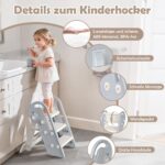Onasti Tritthocker Kinder – Höhenverstellbar 3 Stufen mit Sicherheitsgriffe für Küche & Bad – Bild 8