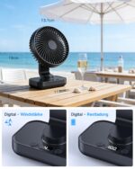 ArsMotin Akku-Tischventilator mit Oszillation – Leise 30 dB, 4500mAh, USB-C für Büro & Zuhause – Bild 8