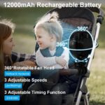 ELZO 12000mAh USB-Ventilator mit Powerbank – 65h Laufzeit & 360° Drehung – Bild 2