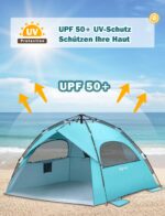 Glymnis Quick-Up Strandzelt 210x180cm mit UPF 50+ UV-Schutz – Automatisches Strandmuschel für 4-6 Personen – Bild 5