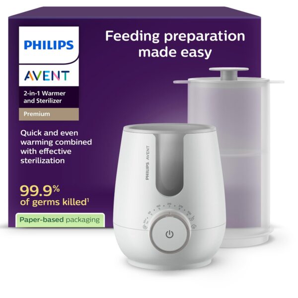 Philips Avent 2-in-1 Flaschenwärmer & Sterilisator – Warmwasserbad mit intelligentem Sensor