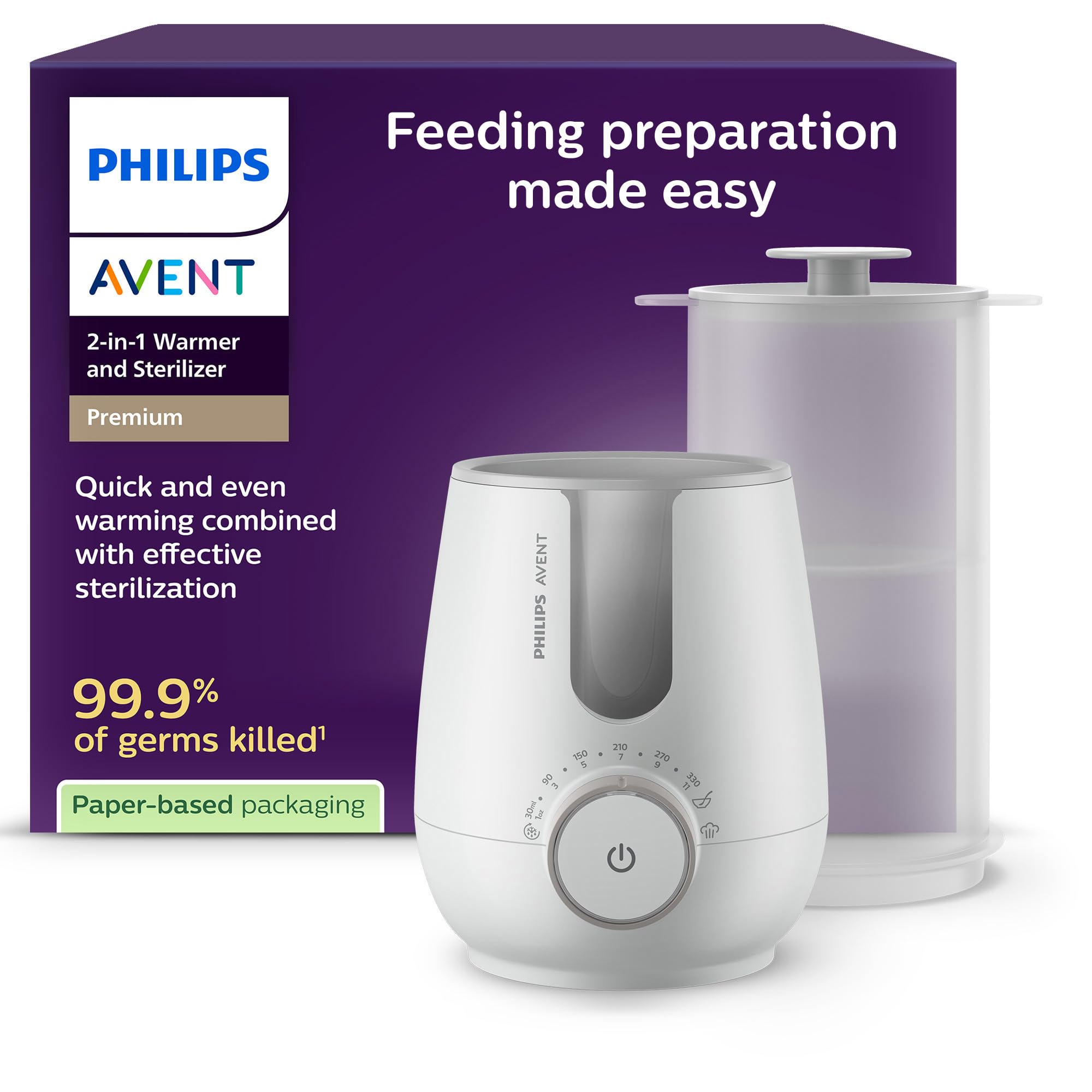 71k9R759T0L._SY2000_.jpg Philips Avent 2-in-1 Flaschenwärmer & Sterilisator – Warmwasserbad mit intelligentem Sensor – Bild 1