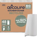 oecolife Küchentücher Recycling 48 Rollen – 3-lagig, Made in Germany