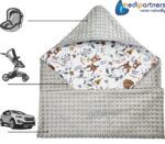 Medi Partners Einschlagdecke Baby 85x85cm – Baumwolle & Minky für Babyschale & Kinderwagen – Bild 6