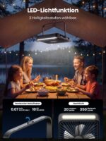 Warmco D4 Akku Camping Ventilator 20000mAh – 48h Laufzeit mit LED & Haken – Bild 3