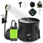 Anesty Tragbare Campingdusche 6000mAh – Wiederaufladbare Duschpumpe mit Smart-Display für Outdoor