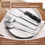 Terlulu 36-teiliges Edelstahl Besteckset mit Steakmessern für 6 Personen – Spülmaschinenfest – Bild 4