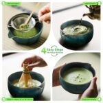Qxeutm Matcha Set mit Bambus Besen & Keramik Schale – 7-teiliges Ceremonial Tea Set Blau – Bild 5