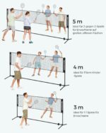 SONGMICS Badmintonnetz 300–500 cm, höhenverstellbar 90–155 cm – Tragbares Multisport-Set – Bild 8