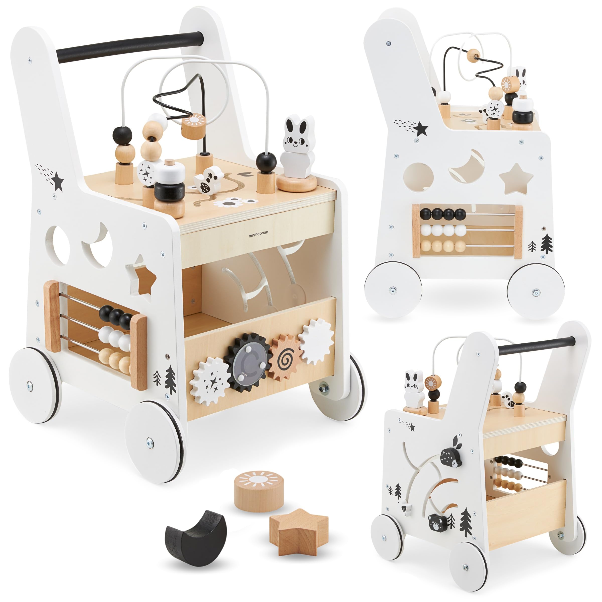 71lStDN7EUL._SY2400_.jpg Mamabrum 6-in-1 Holz-Lauflernwagen – Motorikspielzeug & Lernhilfe für Kleinkinder – Bild 1