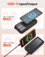 Bextoo Solar Powerbank 27000mAh mit 22,5W Schnellladung – Tragbares Ladegerät für Smartphones – Bild 3
