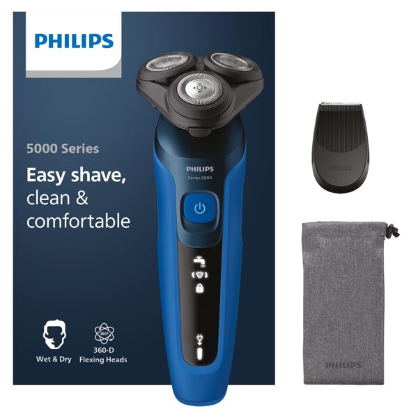Philips Series 5000 Elektrischer Rasierer – Nass- & Trockenrasur mit 360° Flexscherkopf