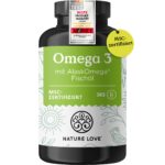 Nature Love Omega 3 hochdosiert – 650 mg pro Tagesdosis, 365 Kapseln, AlaskOmega® MSC-zertifiziert